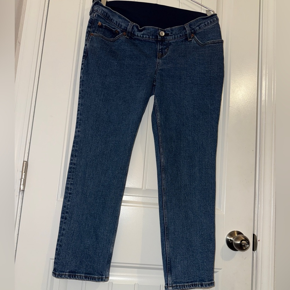 Abercrombie & Fitch Lightweight Comfort Stretch Maternity Ankle Straight Jean - Picture 3 of 16